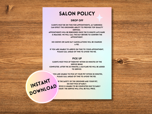 Pastel Salon Policy